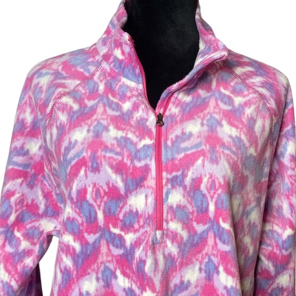 Eddie Bauer Fleece Pink Tie Dye 1/4 Zip Pull Over Sweatshirt - Picture 2 of 9